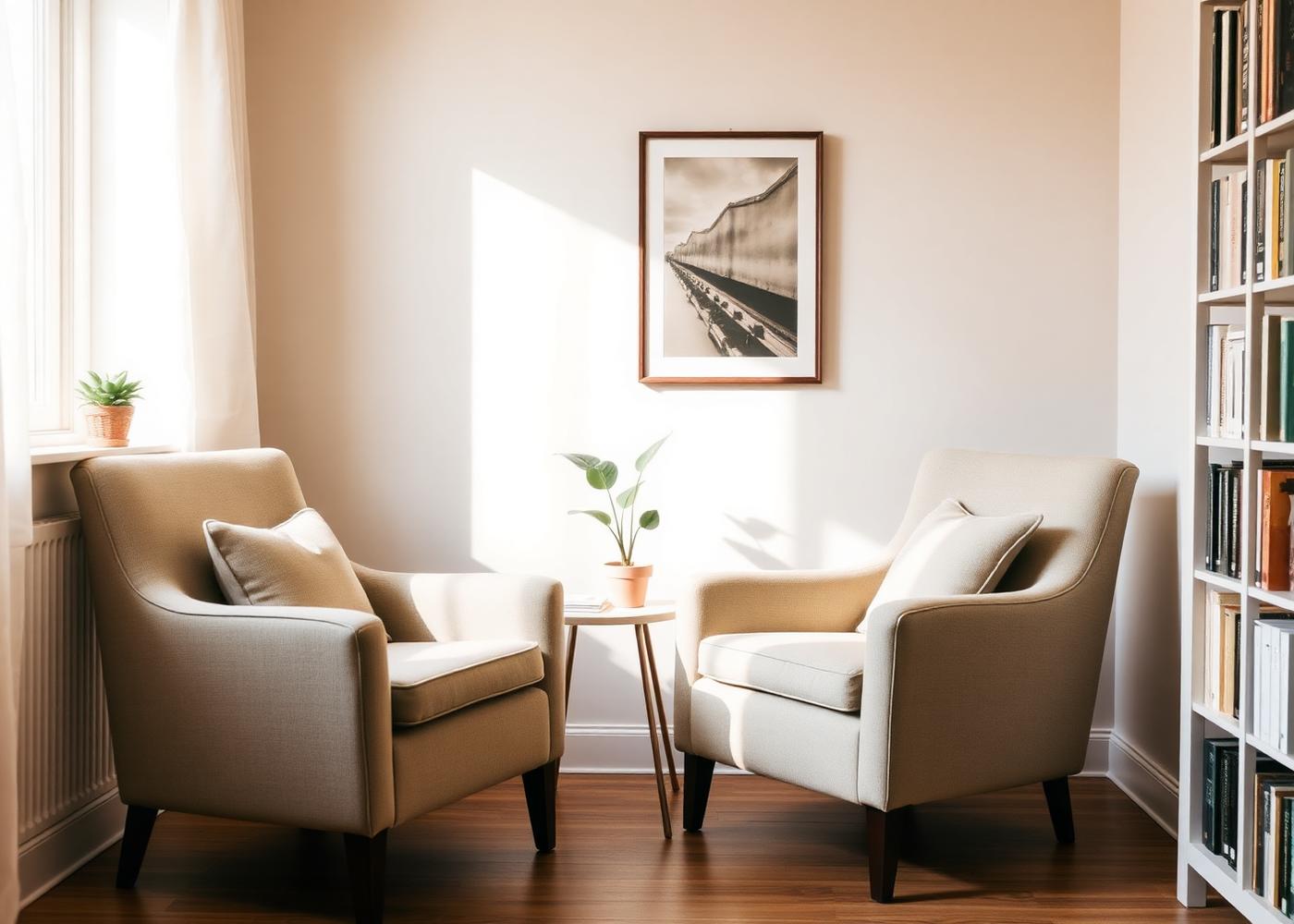 A warm, welcoming therapy office
